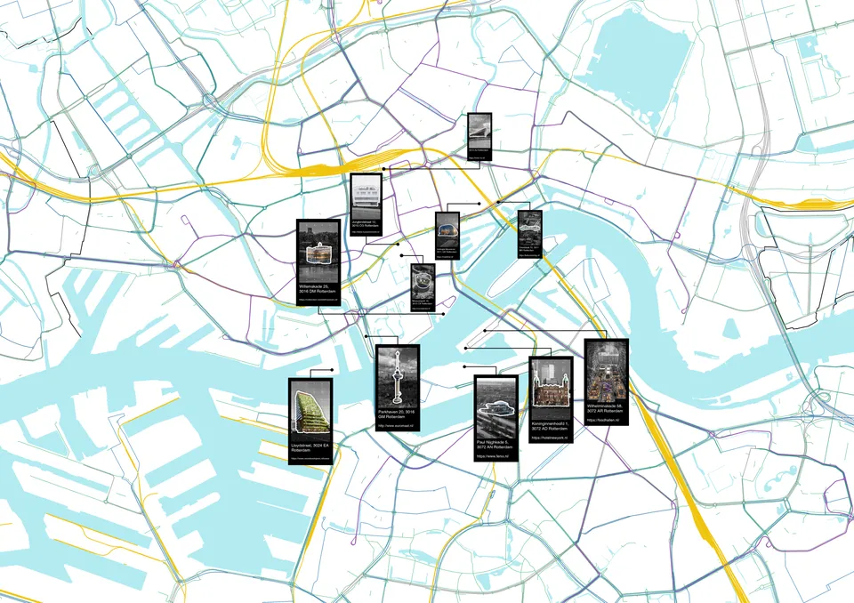 Map of Rotterdam with destinations.