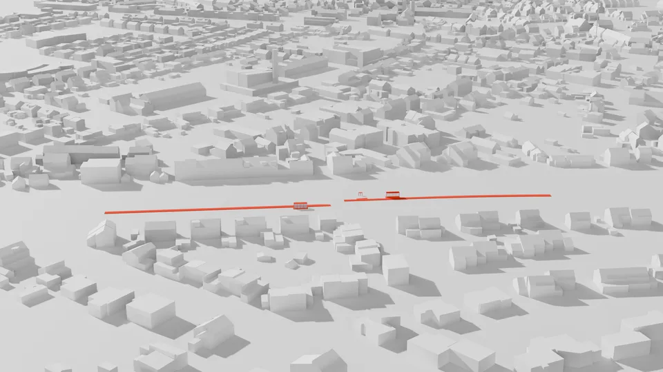 3D render of Meerssen station, modelled in Blender as part of a series visualising stations along the Limburg railway network.