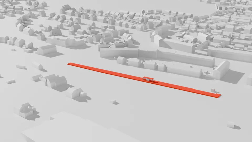 3D render of Geleen Oost station, modelled in Blender as part of a series visualising stations along the Limburg railway network.