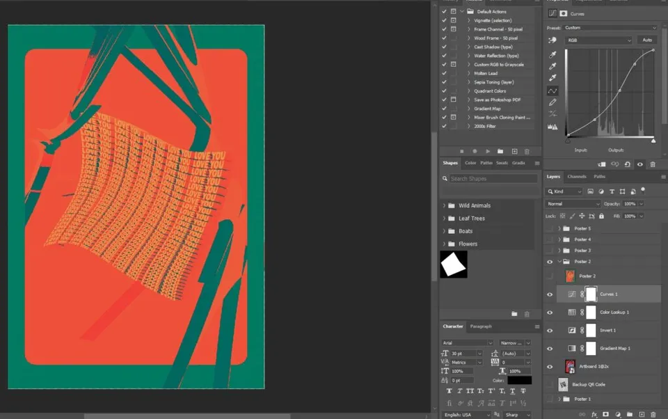 Photoshop adjustment stack for the first poster