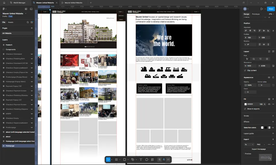 Preview of me working on the proposal idea for the redesigned UI of Maurer United.