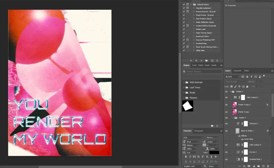 Photoshop effect stack for the SGI-inspired poster