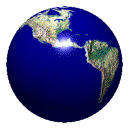 An animated pixel-art Earth